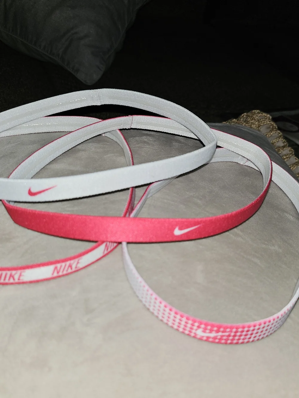 Nike Pink and White Elastic Sports Headbands - Set